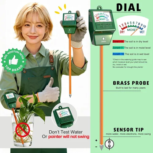 Vista 4 de Antonki Paquete de 2 medidores de humedad del suelo, medidor de agua para plantas de jardinería, agricultura, probador de suelo, sensor higrómetro