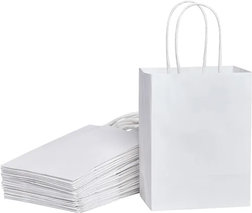 Vista 9 de SUNCOLOR 25 bolsas pequeñas de regalo negras con asas, mini bolsas de regalo de 6 pulgadas para recuerdos de fiesta, golosinas y recuerdos de boda