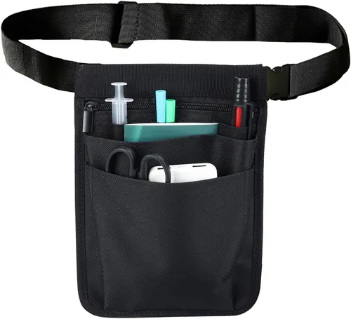 Vista 7 de Organizador para enfermeras de utilidad con cinturón Fanny Pack riñonera bolsa de cintura para herramientas de cuidado de tijeras médicas (púrpura)