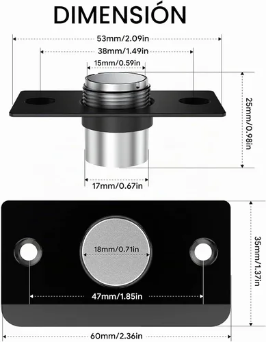 Vista 7 de Mousike Accesorios para atrapar bolas de puerta, cierre magnético oculto ajustable, placa de golpeo de acero inoxidable con fuerte succión Negro