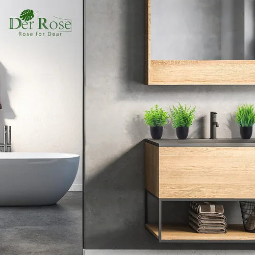 Vista 5 de Der Rose Plantas falsas, 4 paquetes de plantas artificiales, pequeñas plantas falsas, accesorios de baño negros para Halloween, baño, hogar, cocina