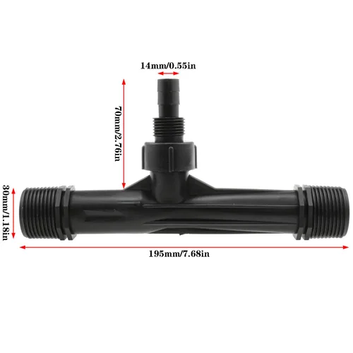 Vista 2 de AYLIFU 1 pulgada de riego negro Venturi tubo de fertilizante Inyector de fertilizante Venturi Inyector mezclador de fertilizante para jardín al aire