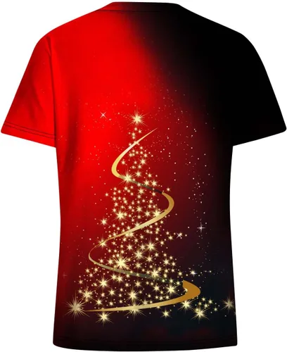Vista 4 de Womens Christmas Tree Scrubs Tops Holiday Printed Christmas Fun Tshirt Uniform Tops V Neck Short Sleeve Nursing Tops