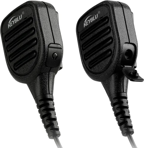 Vista 4 de Micrófono de altavoz impermeable para hombro con 2 pines, bidireccional, compatible con radios walkie talkie UV-5R, BTECH, Kenwood, Retevis