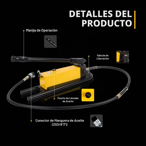 Vista 4 de Bomba manual hidráulica manual 1500cc 10000Psi Cilindro hidráulico portátil de efecto único para herramientas hidráulicas de tipo separado, bomba