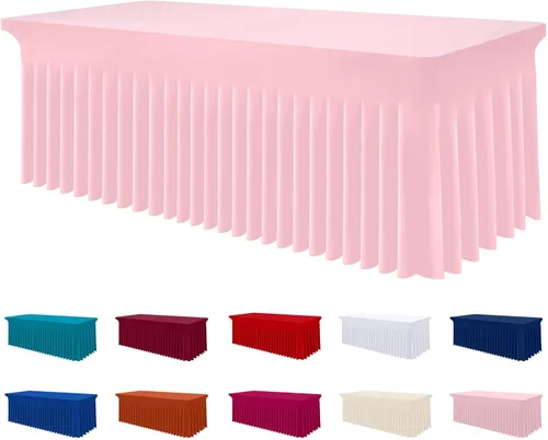 Vista 30 de Smiry Mantel de Spandex, Mantel Elástico Ajustable Extensible para Mesas Rectangulares de 6 Pies, Falda Cubierta de Mesa Impermeable y Lavable
