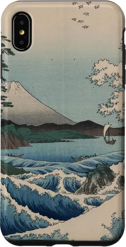 Vista 7 de Funda de pintura japonesa para iPhone 15 con diseño de ondas tradicionales japonesas
