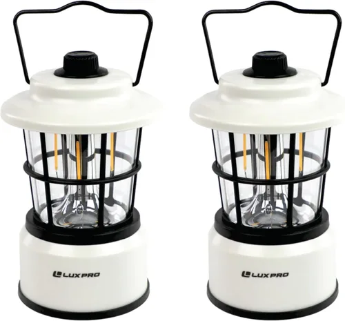 Vista 6 de LUXPRO LP1536 Rechargeable Retro Lantern 500 Lumens Dual Power LED Camping Lantern (Pink, 1 Pack, Rechargeable)