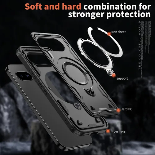 Vista 6 de Funda magnética para Google Pixel 9A compatible con cargador inalámbrico MagSafe, para Pixel 9A, funda de teléfono integrada de 360 °, con 2