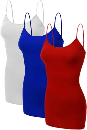 Vista 204 de Emmalise Camisola larga casual básica para mujer, con tirantes ajustables, top en capas