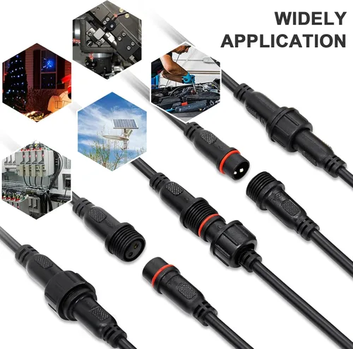 Vista 2 de Conector de tira LED de 2 pines 18AWG IP65 macho hembra 7.87 pulgadas, cable de extensión para automóvil, camión, barco, conector LED impermeable