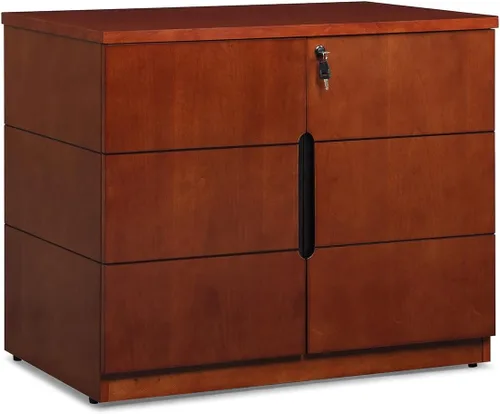 Vista 4 de ZURI Hayes Modern - Gabinete para impresora de almacenamiento de 2 puertas, madera clara