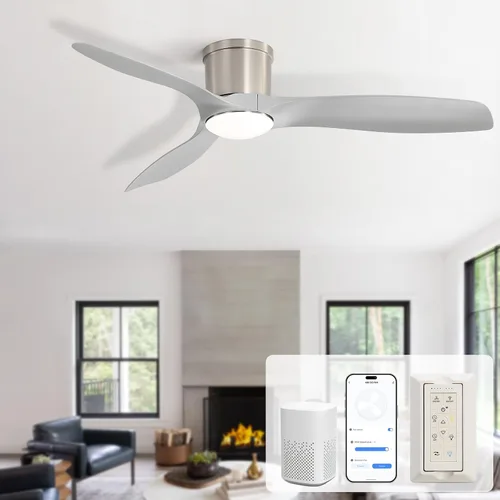 Vista 16 de Sofucor - Ventilador de techo inteligente de 52 pulgadas con luces, ventilador de techo empotrado moderno de perfil bajo con 6500 CFM, compatible