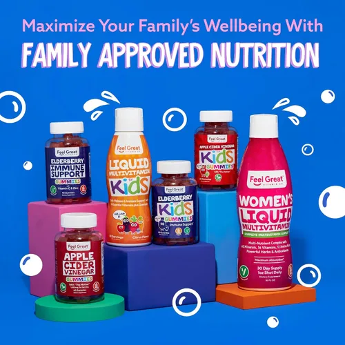 Vista 8 de Feel Great Kids - Gomitas de saúco con zinc y vitamina C Apoyo inmunológico Sambucus Saúco Multivitaminas veganas para niños con sabor a bayas