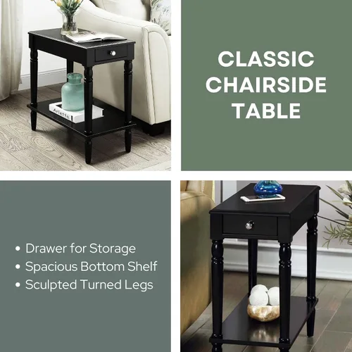 Vista 3 de Convenience Concepts French Country No Tools - Mesa de silla, color negro