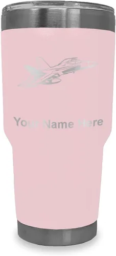 Vista 19 de LaserGram Taza aislada al vacío de 20 onzas, Fighter Jet 2, grabado personalizado incluido (negro)