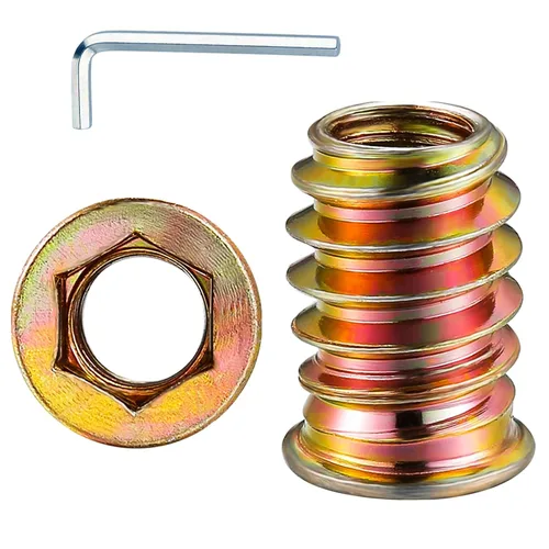 Vista 8 de Wensilon 1/4 "-10 200 piezas de insertos roscados para madera hexagonal, insertos de madera, tuercas para muebles