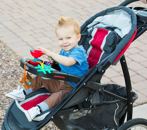Vista 5 de Juguete de bebé con soporte de ventosa Grapple, para niños de 6 meses o más, Rojo