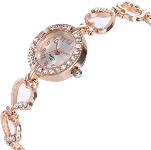 Vista 3 de ADSBIAOYE Reloj de pulsera de diamantes de lujo para mujer - Elegante correa de acero inoxidable hueco formal
