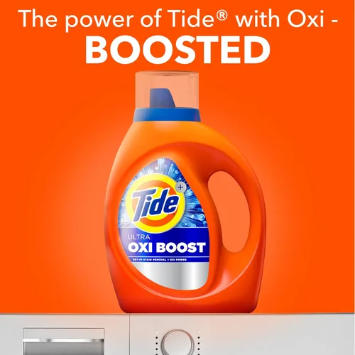 Vista 3 de Tide Ultra Oxi Boost - Detergente líquido para ropa con potencia extra de Oxi, 132 onzas líquidas, 94 cargas, removedor avanzado de manchas