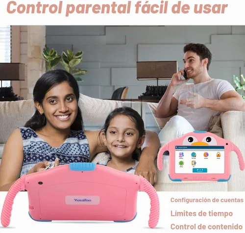 Vista 4 de Tableta para niños de 7 pulgadas para niños de 3 a 7 y 32 GB con funda WiFi Youtube Control parental, tabletas Android para niños pequeños Software