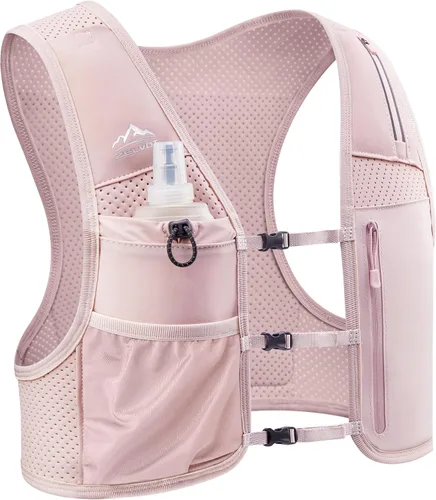 Vista 8 de Zelvot Chaleco para correr para mujeres y hombres, chaleco de hidratación Negro