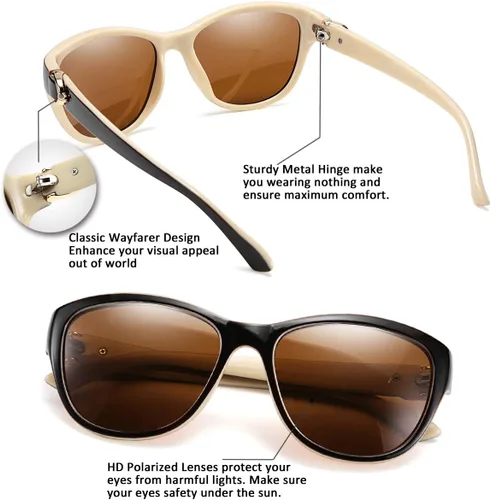 Vista 3 de FEISEDY Gafas de sol polarizadas vintage para mujer, elegantes gafas de sol Cateye B2476
