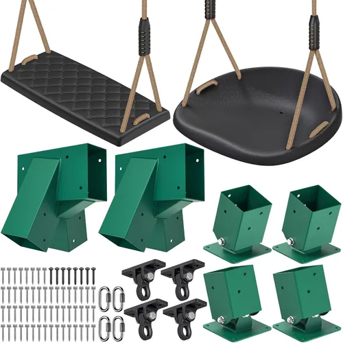 Vista 15 de SELEWARE Asiento de columpio resistente con cuerda ajustable, columpio de A: Asiento oscilante negro (1 paquete)
