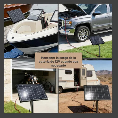 Vista 5 de Voltset Cargador de batería solar de 10 W 12 V y mantenedor con controlador de carga MPPT integrado, soporte de montaje ajustable, cargador solar