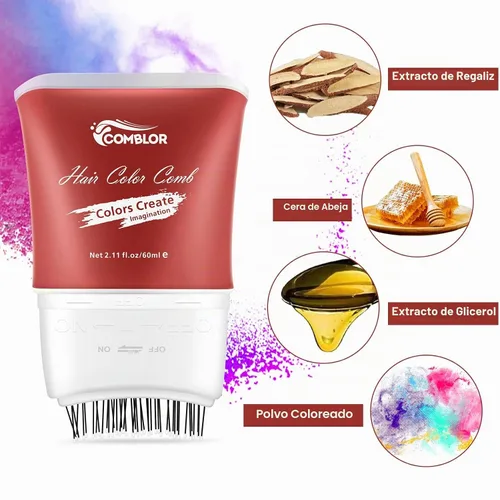 Vista 3 de 5 tizas lavables para cabello oscuro, peine de tinte natural de 11 onzas líquidas, color temporal para regalos de cumpleaños de niños, fiesta 5