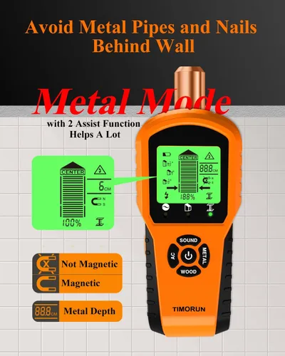 Vista 5 de Escáner de pared 6 en 1, herramienta de escáner de pared mejorada para detectar paneles de yeso, cables de CA de metal de madera con sensor