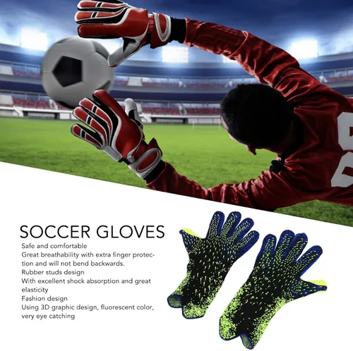 Vista 4 de Guantes de portero de fútbol, guantes de portero antideslizantes de látex grueso, guantes de competición de entrenamiento de amortiguación