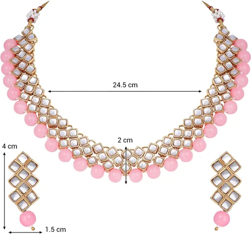 Vista 4 de Aheli Juego de collar y aretes de estilo indio de Bollywood, joyería tradicional étnica para mujer