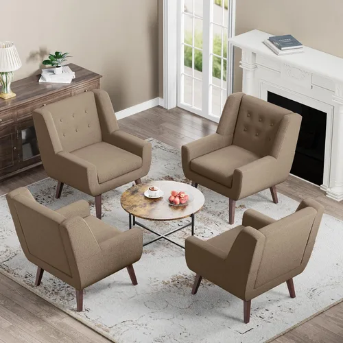Vista 17 de HUIMO Silla de Acento para Sala de Estar, Sillón Tapizado con Botones Capitoné, Sillas de Sofá de Tela de Lino para Dormitorio, Sala de Estar, Silla