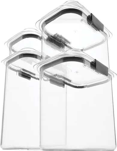 Vista 6 de Rubbermaid Recipientes de almacenamiento de alimentos Brilliance de 8 piezas, transparente/gris y recipiente hermético para almacenamiento