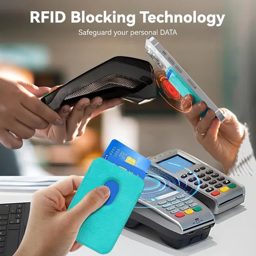 Vista 4 de Cartera magnética para teléfono celular con Mag-Safe, más fuerte magnética RFID de cuero compatible con iPhone 17/16/15/14/13/12 y Pro/Promax, Verde