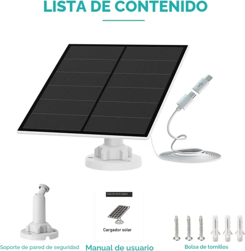 Vista 7 de Panel solar de 5 W para cámara de seguridad al aire libre, cargador de panel solar USB de 5 V compatible con cámara de batería recargable
