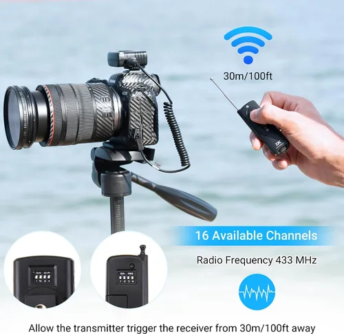Vista 3 de JJC Control remoto inalámbrico de radio para Nikon Z6III Z6II Z7II Z5 Z6 P1100 P1000 Z7 D750 D780 D7500 D7200 D5300 D5600 D5500 D3300 D3200 D6 38 D6