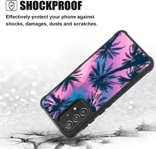 Vista 2 de Funda protectora híbrida para Samsung Galaxy A52 (4G/5G) de 6.5 pulgadas, palmera