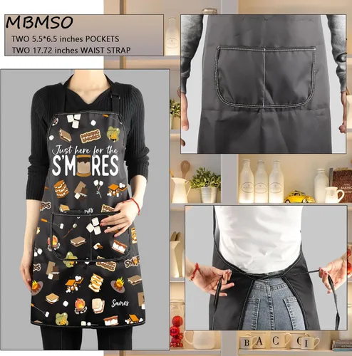Vista 3 de MBMSO Delantal Smores S'More Lovers Regalo para Smores Maker Delantal Just Here for the Smores Regalo para Chef Pastelero Delantal Regalo de Camping