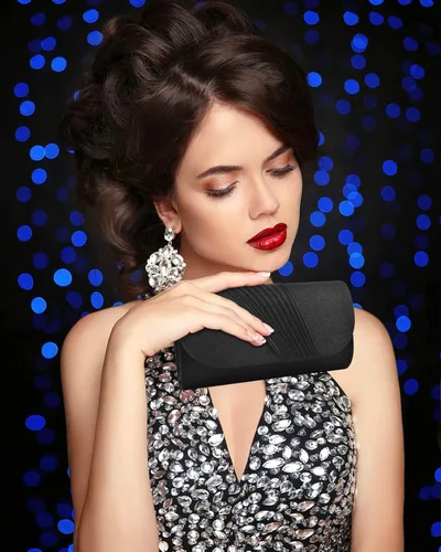 Vista 2 de TINDTOP Bolsos de mano para mujer de noche, bolsas de mano formales de fiesta, bolsos de hombro brillantes sobre bolsos de boda cóctel graduación