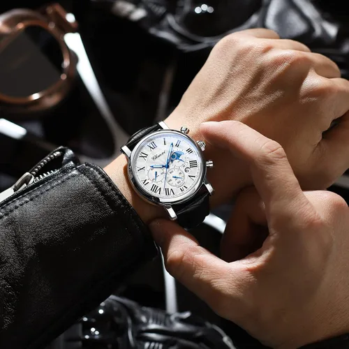 Vista 3 de FANMIS Reloj analógico deportivo militar multifuncional clásico para hombre, vestido de negocios, impermeable, cronógrafo luminoso, cielo