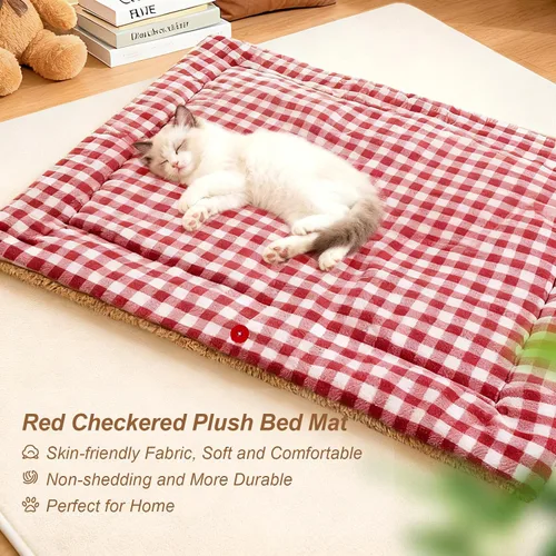 Vista 2 de Cama para gatos para interiores, autocalentable, cama para gatos, camas Rojo