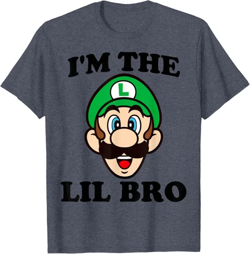 Vista 25 de Super Mario Camiseta de retrato Luigi I'm The Lil Bro, Blanco