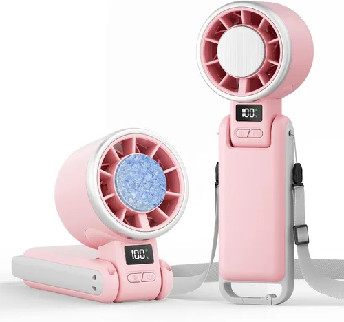 Vista 8 de TriPole Ventilador Turbo Portátil de Mano con Enfriamiento de Hielo, Mini Ventilador Plegable de 5 Velocidades con Batería Recargable 3 en 1