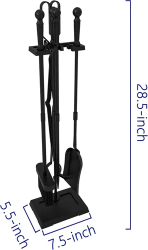 Vista 3 de Kingson Juego de herramientas para chimenea, 5 piezas, para interiores y exteriores, juego de póquer resistente con mango ergonómico