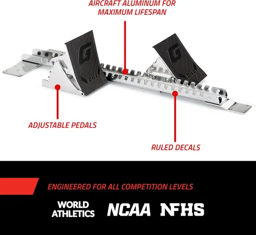Vista 6 de Gill Athletics Pedales de aluminio fundido S2 Starting Block de 8 pulgadas de alto, diseñados para competiciones de alto nivel en pista y campo