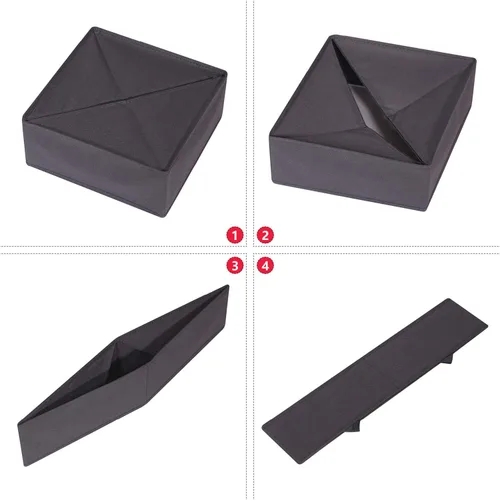 Vista 3 de DIOMMELL Paquete de 6 cajas de almacenamiento de tela plegables para armario, aparador, cajón, divisor, cestas de tela, contenedores para ropa, ropa