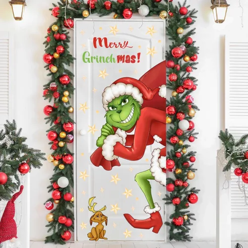 Vista 7 de Adhesivo decorativo para puerta de Navidad, calcomanías de puerta de vidrio de temporada extraíbles con calcomanías de copo de nieve para ventana