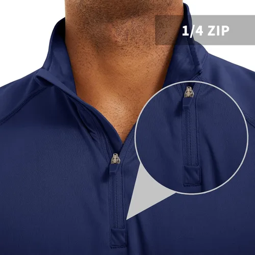 Vista 6 de CRYSULLY Camisas de pesca para hombre UPF 50+ de manga larga, protección solar, senderismo, 14 con cremallera